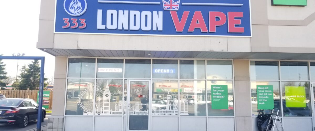 333 London Vape storefront sign